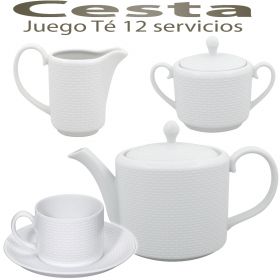 Juego de Té 12 servicios (27 piezas) Vista Alegre Cesta, regalo de bodas