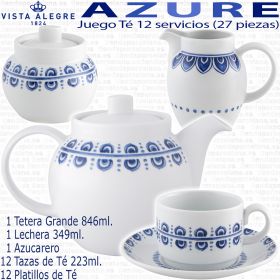 Juego de Té completo 12 servicios 27 piezas Vista Alegre AZURE LUX