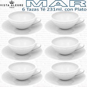 6 Tazas Té 231ml. con Plato Vista Alegre colección MAR