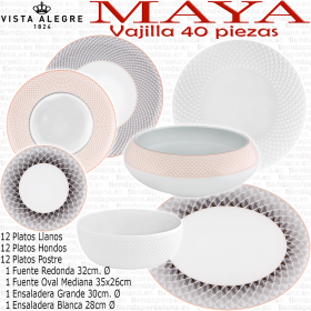 Vajilla MAYA Vista Alegre coleccion 40 piezas