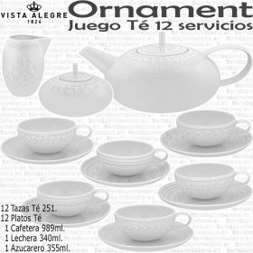 ORNAMENT Juego The completo 12 servicios 27 piezas Vista Alegre Porcelana Fina