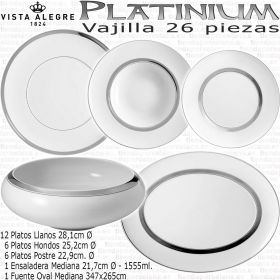 PLATINIUM Vajilla 26 piezas Platos y Fuentes