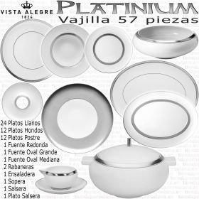 Vista Alegre Platinium Vajilla 57 piezas más obsequio tazas Café y Té