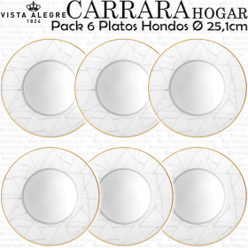 Carrara Hogar Vista Alegre juego de 6 Platos Hondos 25cm