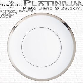 DOMO PLATINUM Plato Llano Vista Alegre Porcelana Plata