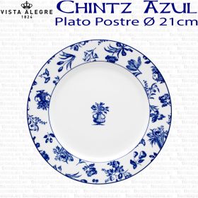 Plato Postre 21cm Ø Flores Vista Alegre CHINTZ AZUL