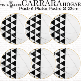 6 Platos de Postre Vista Alegre Colección CARRARA porcelana imitación mármol