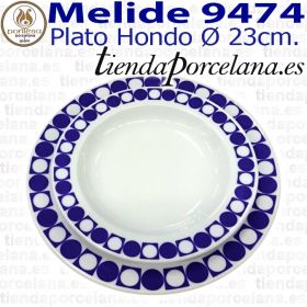 Plato Hondo Sopero Vajilla Azul Cobalto Porcelanas Pontesa Melide 9474 Santa Clara 