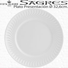 SAGRES Bajo Plato Presentación Fuente Redonda Llana Vista Alegre Porcelana Blanca