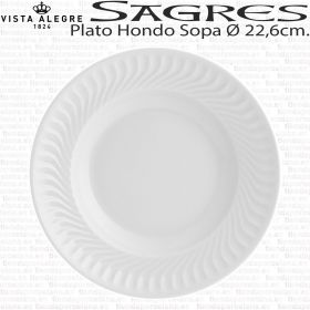 SAGRES Plato Hondo Sopa Vista Alegre porcelana blanca decorado relieve olas