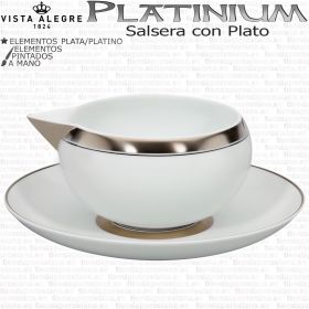 Platinum Salsera con Plato Porcelana Vista Alegre Plata