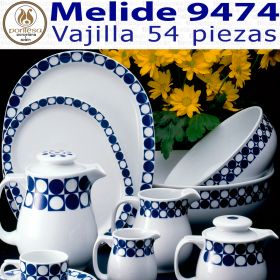 Vajilla 54 piezas Pontesa / Santa Clara Melide 9474 Azul Cobalto menaje hogar
