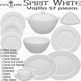 Spirit White Vajilla Vista Alegre Blanca 57 piezas