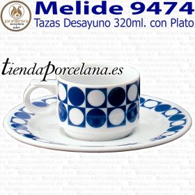 Taza Desayuno con Plato Melide 9474 Porcelanas Pontesa Vajillas Santa Clara
