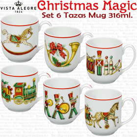 Juego 6 Tazas Mug Desayuno Decoracion Navidad Vista Alegre Christmas Magic