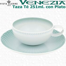 VENEZIA Tazas Té con Plato Vista Alegre Porcelana decorado Verde