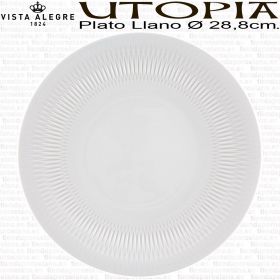 Utopia plato llano grande 28,8cm colección Vista Alegre Porcelana Blanca decorado relieve