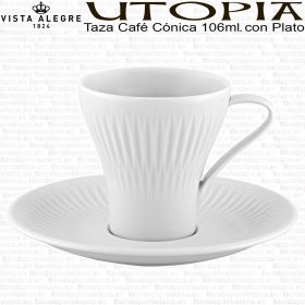 UTOPIA Taza Café Cónica 106ml con Plato Vista Alegre porcelana