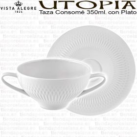 UTOPIA Taza Consomé Cónica con Plato Vista Alegre Porcelana decoración Origami