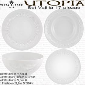 UTOPIA Set Vajilla Platos más Ensaladera Vista Alegre Porcelana