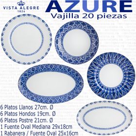 Azure Lux oferta corte ingles Vajilla 20 piezas Vista Alegre Azul Cobalto uso diario