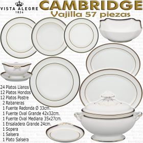 Cambridge Vista Alegre vajilla completa 56 57 piezas 12 servicios de mesa