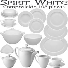 Spirit White Vista Alegre 12 servicios mesa Vajilla con Café y Juego Consomé completo 108 piezas