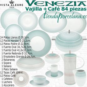 Vajilla completa con Juego café 84 piezas Vista Alegre Venezia Verde