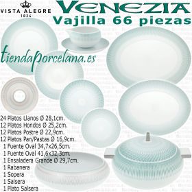 Vajilla completa 66-67 piezas Vista Alegre Venezia Verde