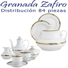Vajillas con Juego Café 84 piezas Santa Clara Granada Zafiro