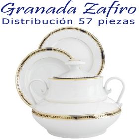 Vajilla 12 servicios 57 piezas Pontesa Santa Clara Granada Zafiro