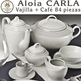 Aloia Carla Santa Clara Pontesa Vajilla completa con Juego Café 84 piezas