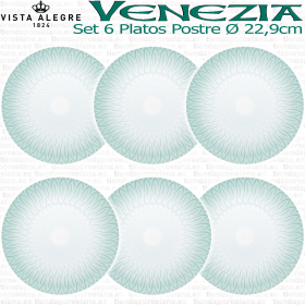 Platos Postre set 3 piezas Vajilla Vista Alegre VENEZIA Verde