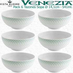 Set 6 Cazoletas Bol Tazones de Sopa VENEZIA Vista Alegre