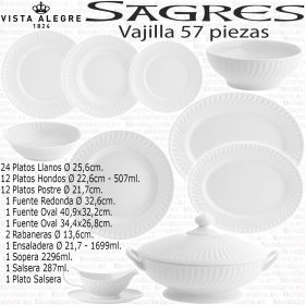 SAGRES Vajillas Completas 57 piezas 12 servicios Vista Alegre Porcelana