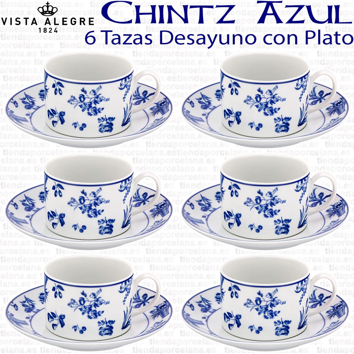 VAJILLA FILO AZUL TAZA DESAYUNO CON PLATO 0.45 LT. RUMOROSO