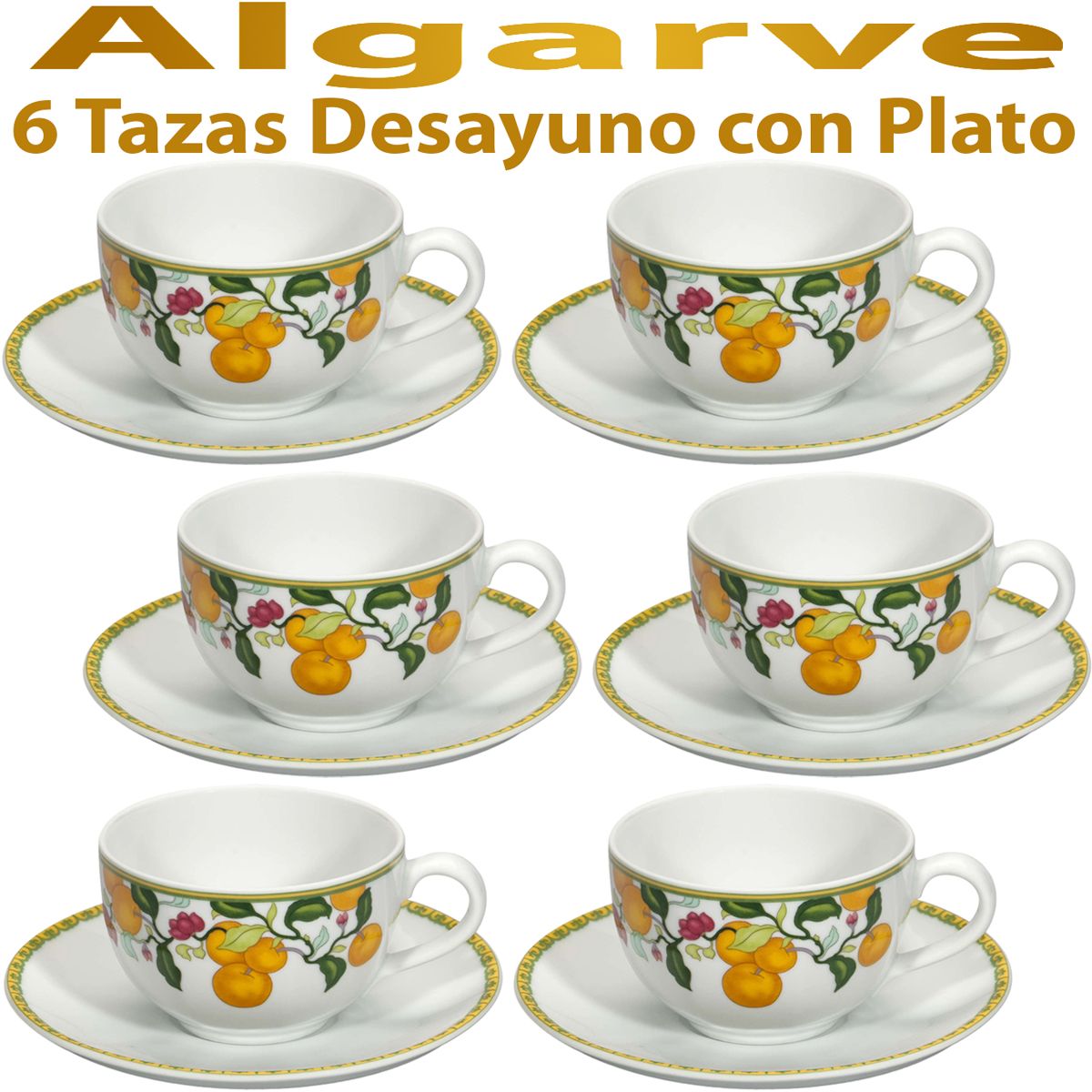Comprar Taza Desayuno con Plato Oasis Porcelana 400ml en Teklassic