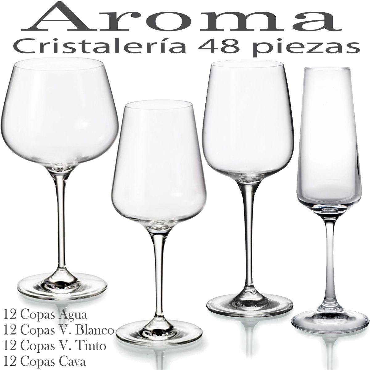 Cristalería 48 Copas Cristal Vista Alegre AROMA