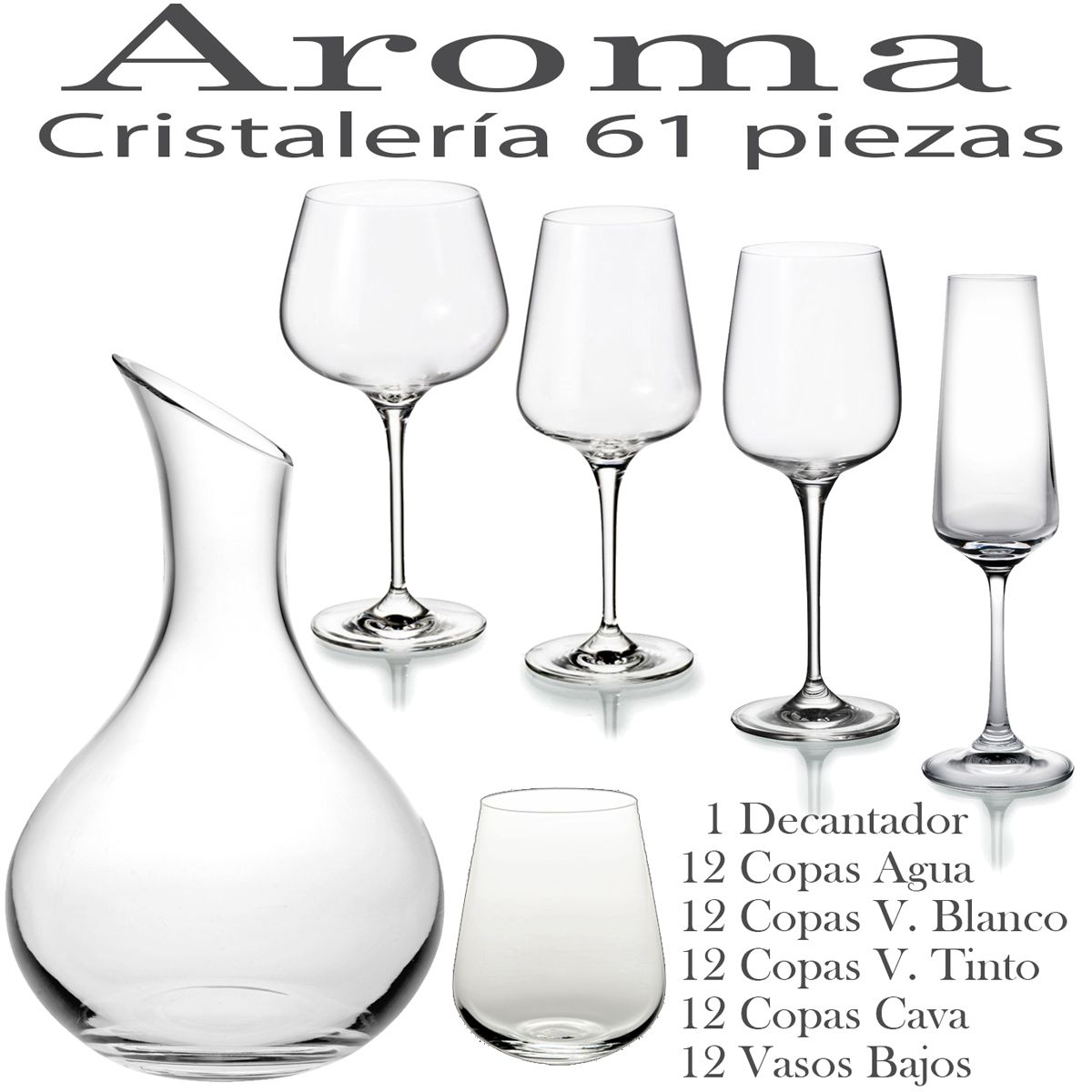 va a decidir promesa Penetración Cristalería barata 61 piezas Aroma Vista Alegre - Copas + Vasos + Decantador