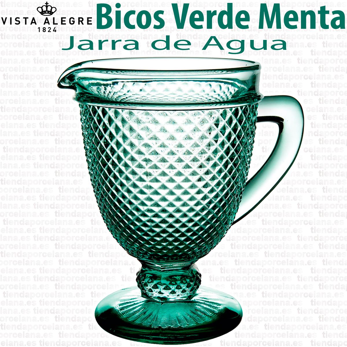 Vajillas y Cristalerías vintage - Jarra de Agua Cristal Bicos - Picos Verde  Menta Vista Alegre Atlantis