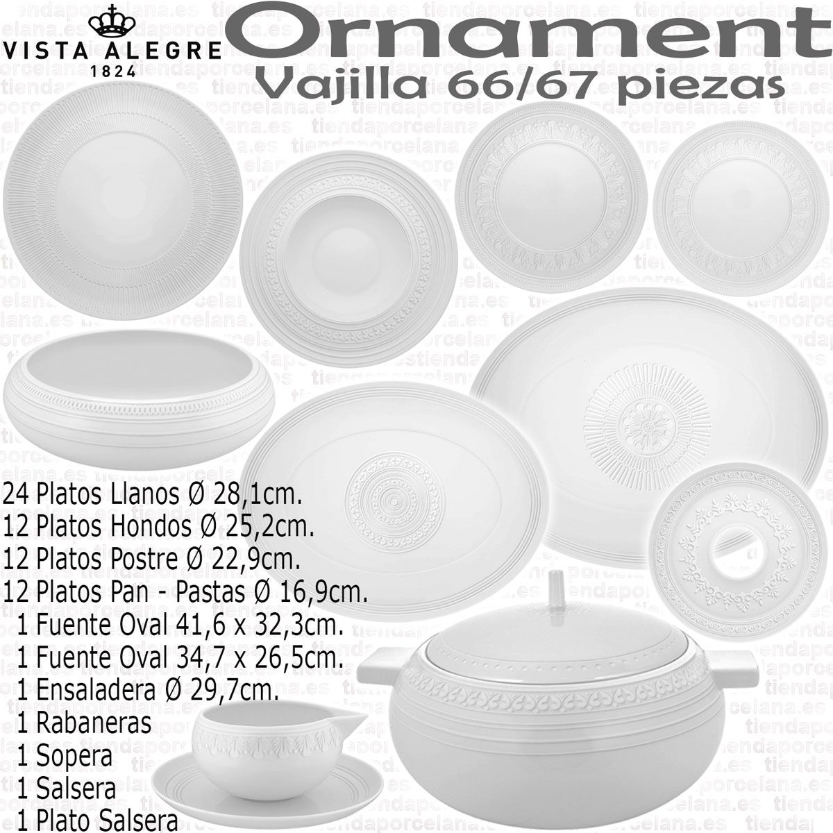 Vajilla Moderna 56 piezas Ornament Vista Alegre - REBAJAS Corte Inglés