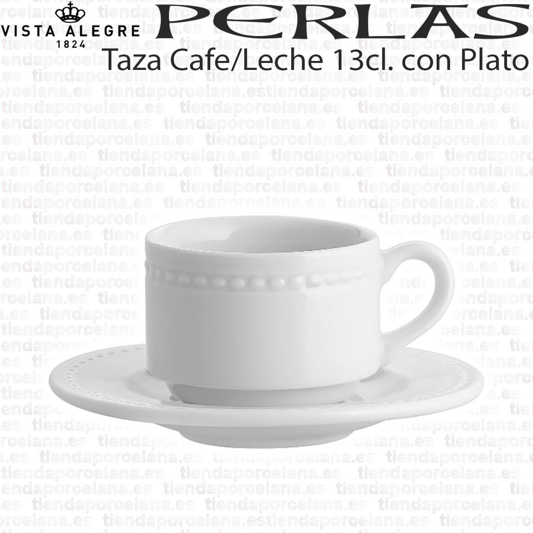 Taza Café con Leche 13cl. con Plato Vista Alegre Perlas, tazas  personalizadas