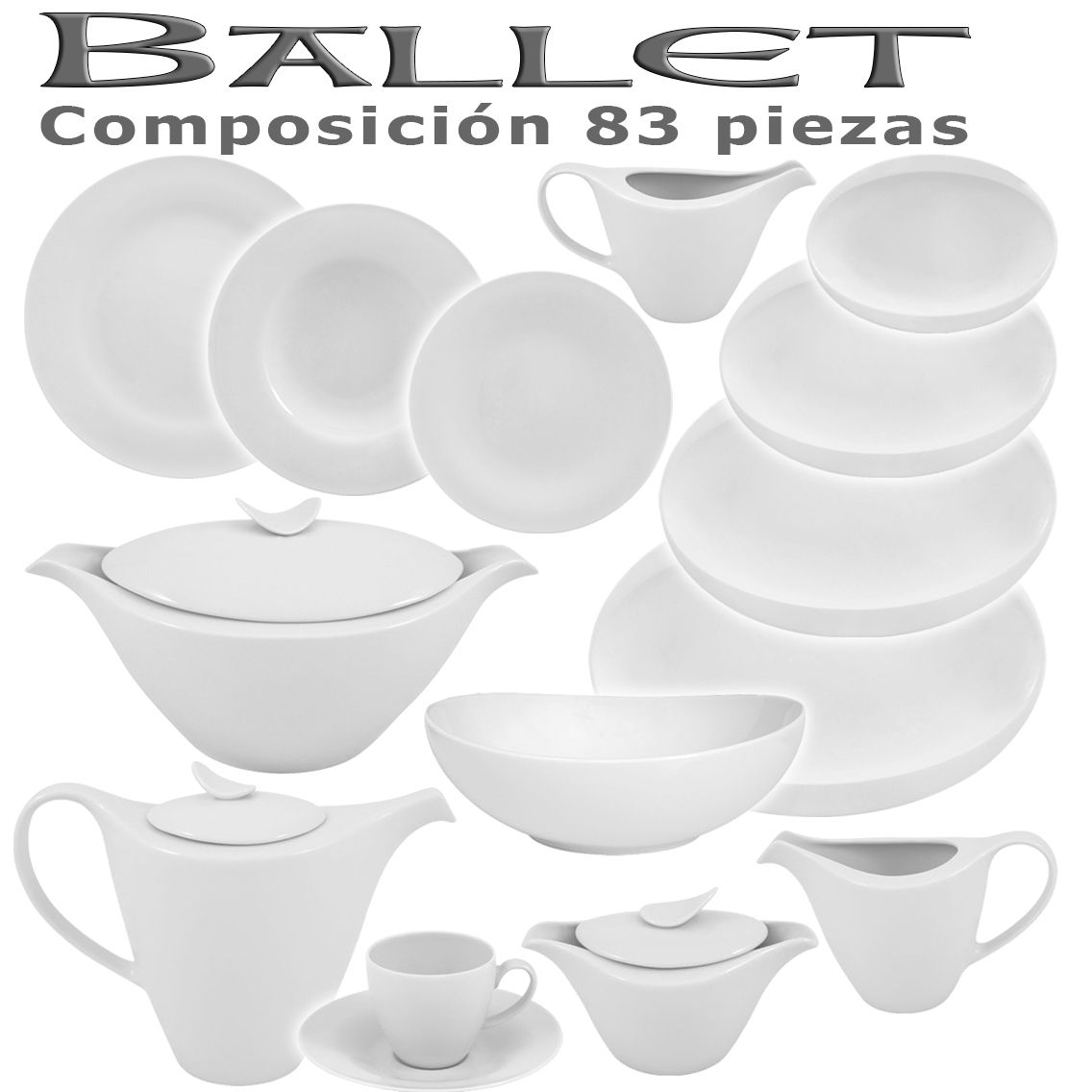 Vajilla de porcelana Juego de servicio para 4 Platos M&W cuencos y tazas Apto para lavavajillas Juego de vajilla blanco de 16 piezas 
