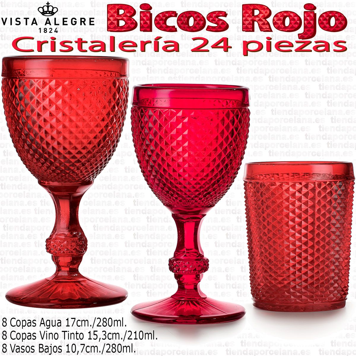 Cristalería 24 piezas Vista Alegre Picos / Bicos ROJO