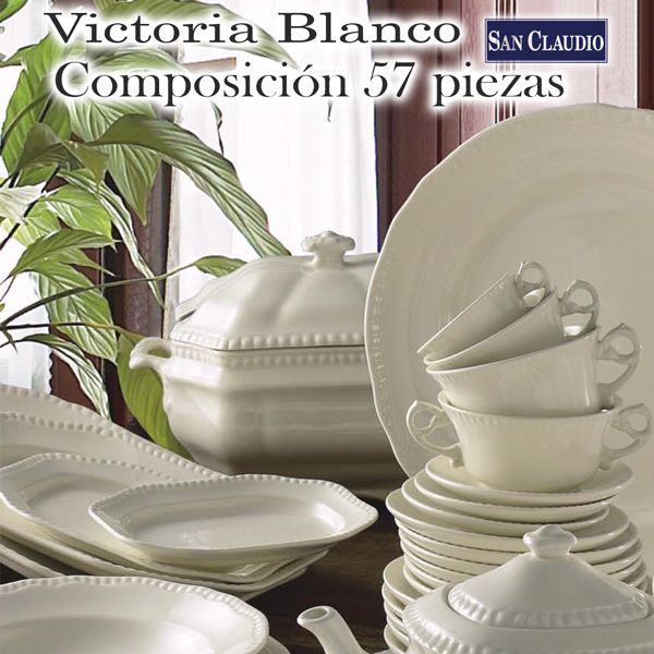 Vajilla 56 piezas Victoria Blanco de Loza San Claudio