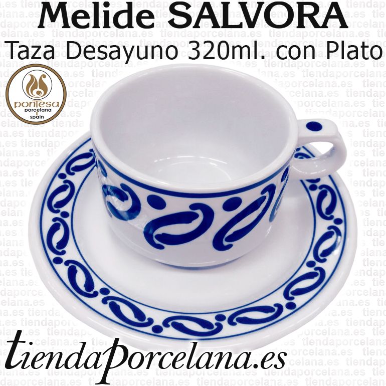 Tazas Desayuno 320ml con Plato Porcelanas Pontesa Melide SALVORA