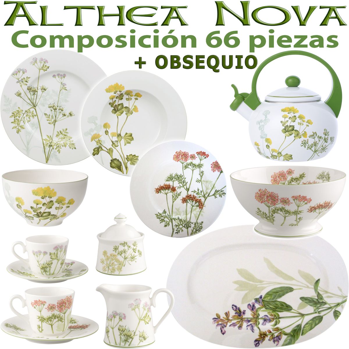 24 cm Porcelana Premium Blanco/Verde Villeroy & Boch Althea Nova Plato hondo 