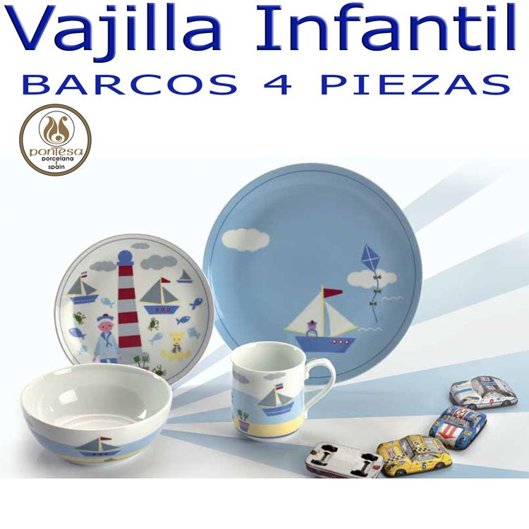 Vajilla Infantil 4 piezas Niño Barcos