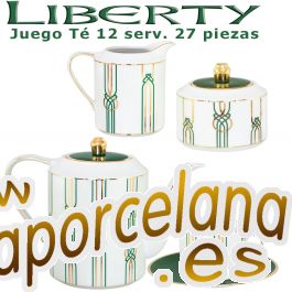 Juego Café Porcel 12 servicios (27 piezas) Liberty Verde y Oro diseño  moderno