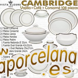 Vista Alegre CAMBRIDGE 108 piezas Vajilla con Juego Café y 12 servicios  Consomé